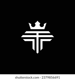 Letter T Crown Logo Design. Black and White Logo. Usable for Business Logos. Flat Vector Logo Design Template