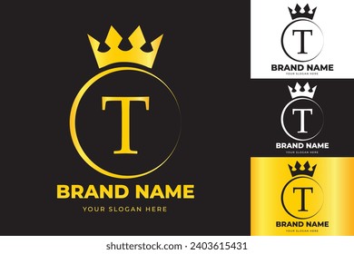 Letter T crown logo design template . suitable for fashion, brand, kingdom, crown, king, queen