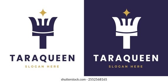 Letter T with Crown Logo Design Concept. Initial T with Monarch Symbol Elegant Monogram with Royal Symbol for Luxury and Premium Branding. T Alphabet Logo Vector Illustration