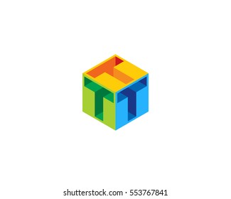 Letter T Cube Box Logo Design Element