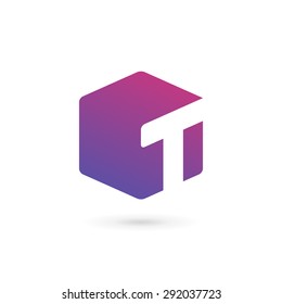 Letter T cube logo icon design template elements
