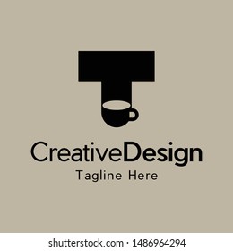 Letter T With Cup Coffee Creative Business Logo