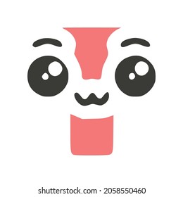 Letter T cute kawaii character, funny emoticon vector clip art.