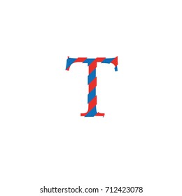 letter T with cuts and lag