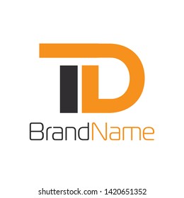 Letter T and D logo with simple and modern shape in orange color