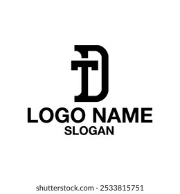 letra T y D diseño de logotipo de Vector con nombre editable