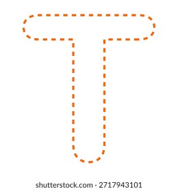 Letra T tracejada linha contorno vetor ilustração versão oranye