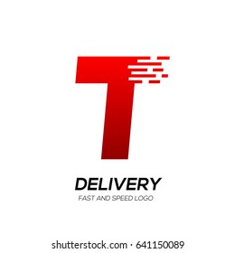 Letter T with Delivery service logo, Fast Speed, Moving and Quick, Digital and Technology for your Corporate identity