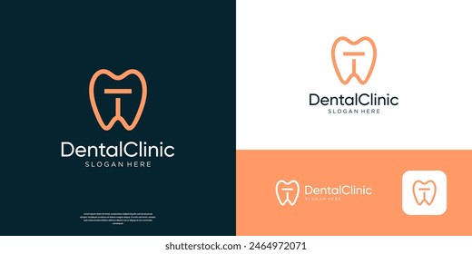 Letter T dental care logo design template.