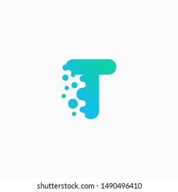 Letter T Design with dot shape. molecule and Lab Logo Design Element. perfect for technology,software, network and science brand. - vector