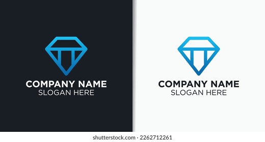 vector de logotipo de letra t y diamante, plantilla de logotipo empresarial