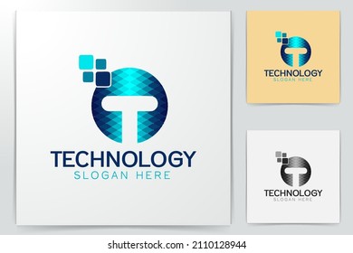 letter T digital logo Designs Inspiration Isolated on White Background