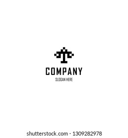 Letter T Digital Pixel Abstract Creative Monogram Business Logo