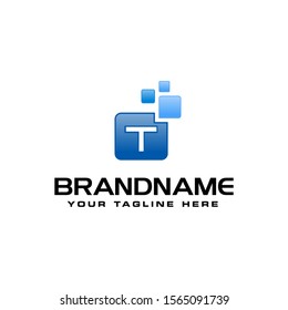 Letter T Digital Pixel Square Symbol Vector design template