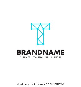 Letter T dot network connection logo Design Template
