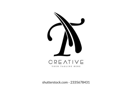 Letter T double cut shape logo icon design template elements
