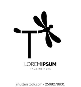 Letter T Dragonfly Logo Design Vector Icon Graphic Symbol Illustration