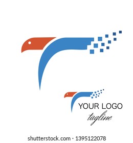 Letter T and Eagle logo design template