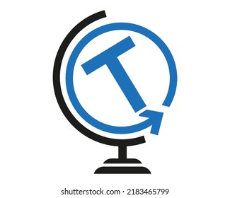Letter T Earth Round Logo Design Vector Template Icon