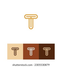 Letter T Elegance Logo of line art monogram symbol illustrator Minimalist typography logotype icon vector clipart