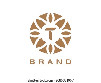 Letter T Elegant Flower Emblem Logo Vector illustrations.