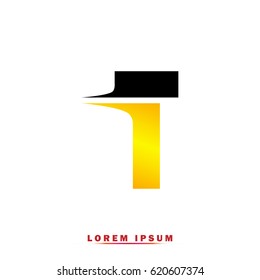 Letter T Elegant typographic black and yellow