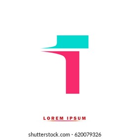 Letter T Elegant typographic blue and pink