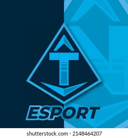 Letter T esport logo, triangle esport logo design template, badge esport logo illustration vector