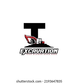 Letter T excavator logo concept template vector.