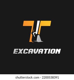 Letter T excavator logo concept template vector.