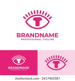 Logotipo de la letra T Ojo, adecuado para negocios relacionados con la visión, el espía, el óptico o el ojo con T inicial