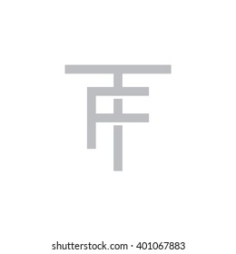letter T and F monogram logo gray
