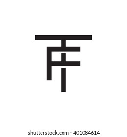 Letter T And F Monogram Logo Black
