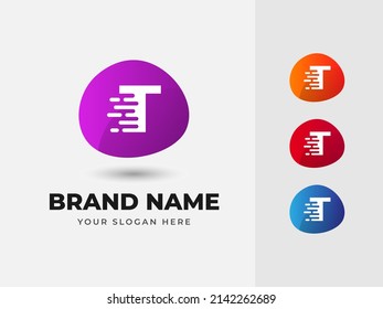 Letter T Fast Speed Technology Abstract Colorful Vector Logo Design