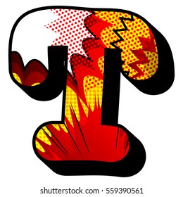 Letter T filled with comic book explosion, background.