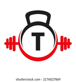 Letter T Fitness Logo Design . Sport Gym Logo Icon Design Vector Template