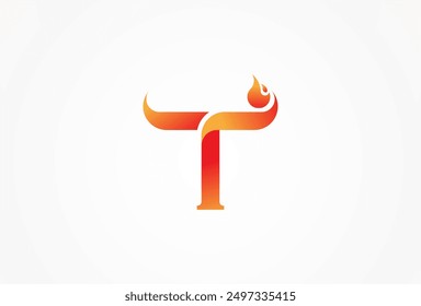Letter T Flame Logo, letter T with flame combination, usable for brand business and company logos, vector illustration