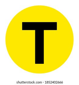 Letter T Floor Marker Symbol, Vector Illustration, Isolate On White Background Label. EPS10