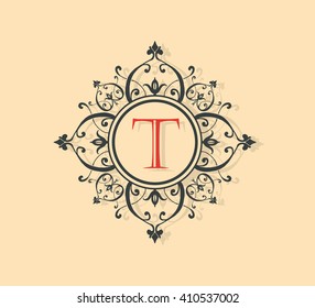 Letter T Floral monogram.