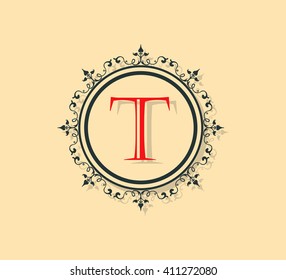 Letter T Floral monogram.