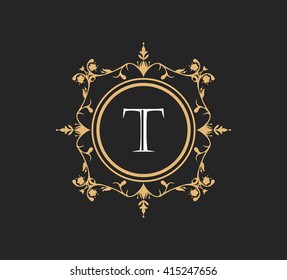 Letter T  Floral monogram.