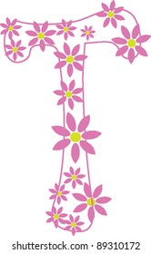 Letter T from flower alphabet set