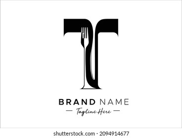 Letter T food logo design template