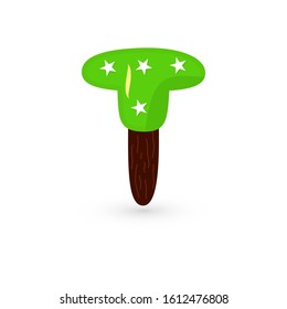 Letter T form of candy. Isolated. Vector illustration. Sweet concept. For graphic design, decoration, package kids product