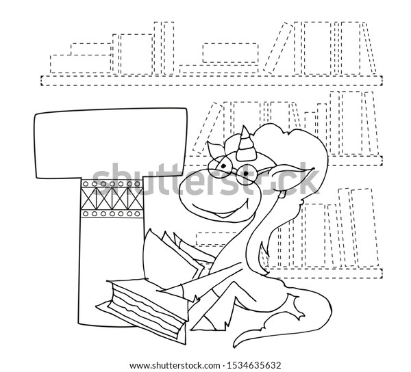 letter t funny cartoon unicorn handwriting stock vector royalty free 1534635632