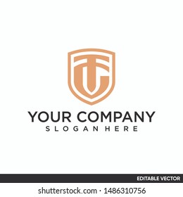 LETTER T G LOGO DESIGN SHIELD