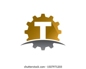 Letter T gear technology logo or symbol template design