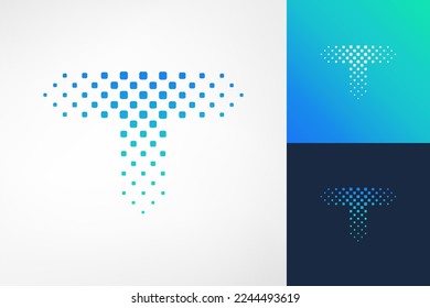 La letra "T" (tecnología geométrica) tiene puntos de estilo masculino y moderno. El logotipo es adecuado para empresas de tecnología, construcción, marcas personales, consultoría empresarial, inmobiliaria, bufetes de abogados, finanzas, etc.