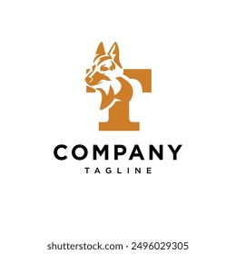 Letter T German Shepherd Logo Icon Vector