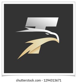 Letter T Gold Silver Eagle Logo